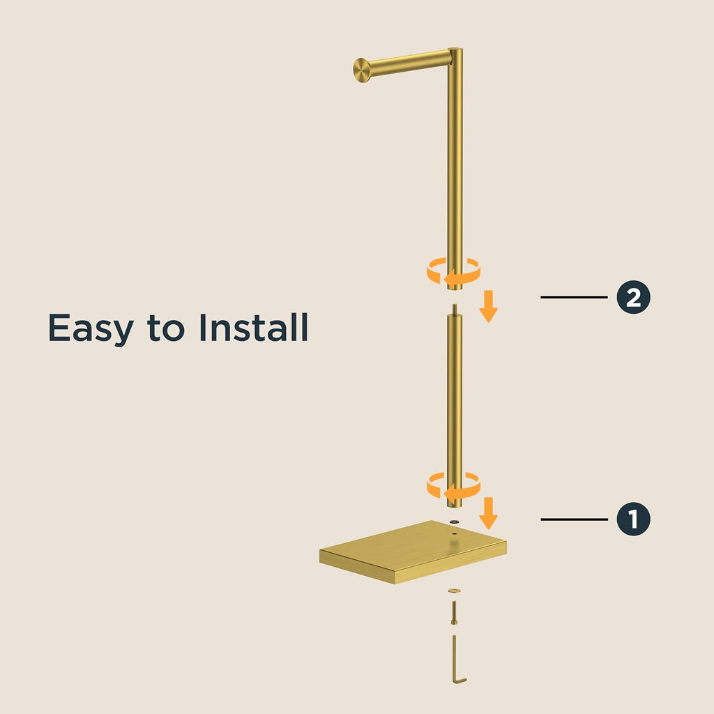 FORIOUS Toilet Paper Holder Stand with Weighted Base, Brushed Gold