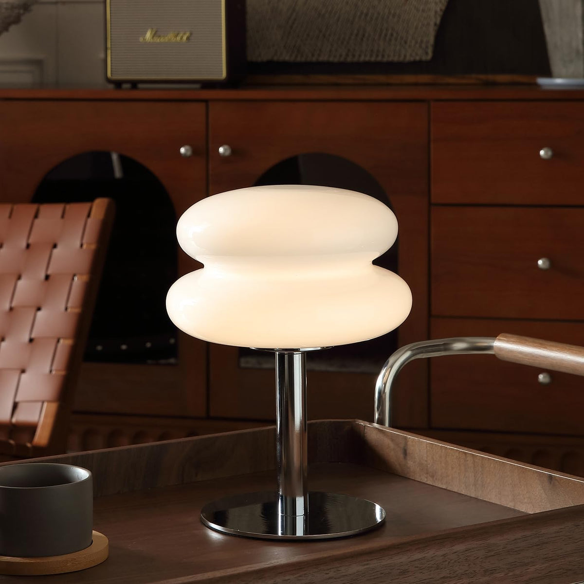 Glivpny Mushroom Lamp Table Lamp, Mid Century Modern Bedroom Lamps(White)