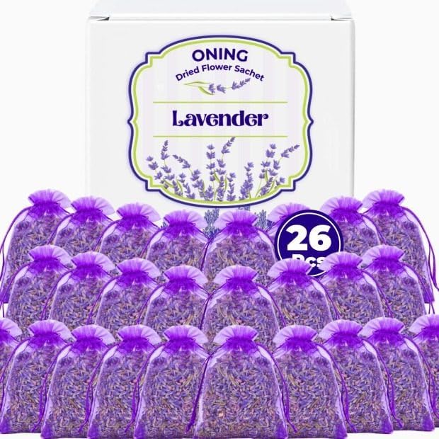 26 Pack Lavender Sachet Bags Home Fragrance Sachets, Real Lavender Flowers