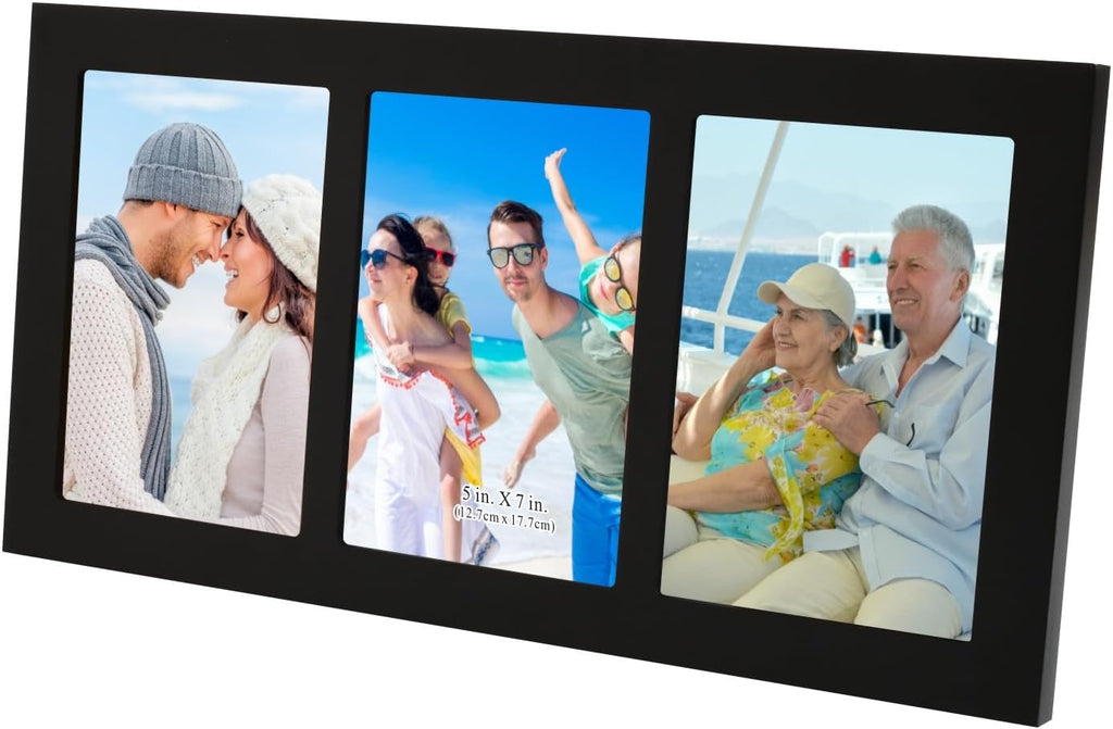 Collage Picture Frame Black Wood 5x7 3-Opening 1 Pack