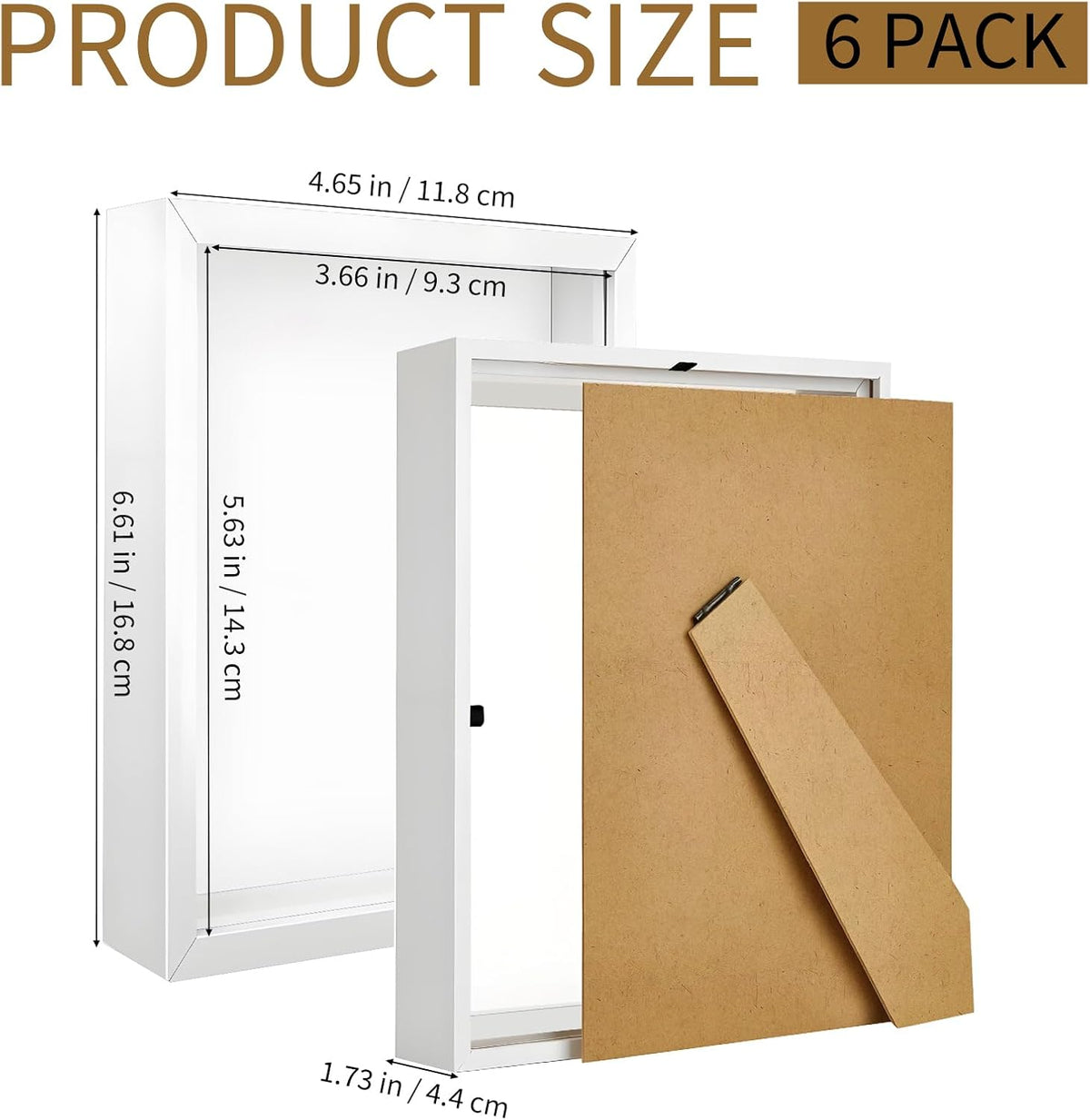 6 Pack 4 x 6 Inches Shadow Box Frame Bulk, Picture Frame Case