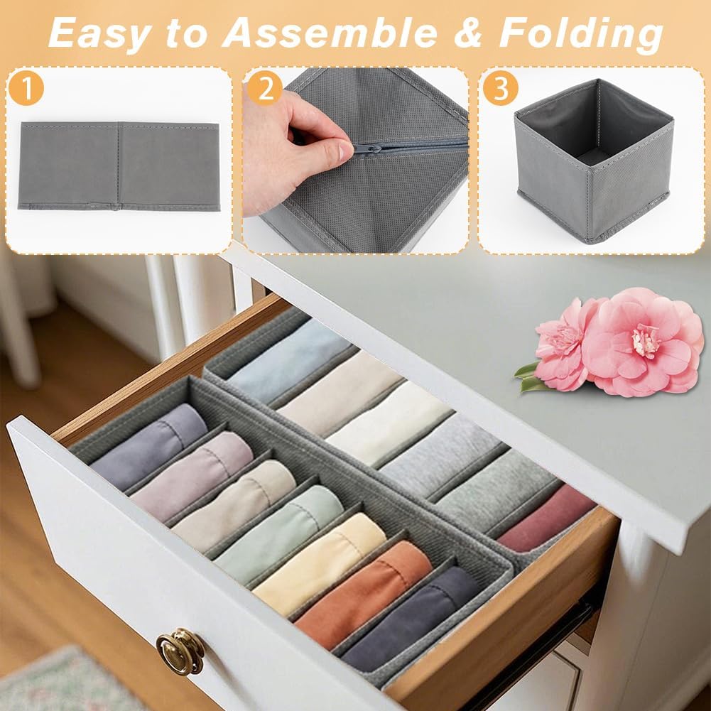 Drawer Organizer Clothes, 12 Pack Dresser Organizer for Nursery, Underwear, Sock - Foldable Closet Organization and Storage Dividers Bins for Baby Clothes