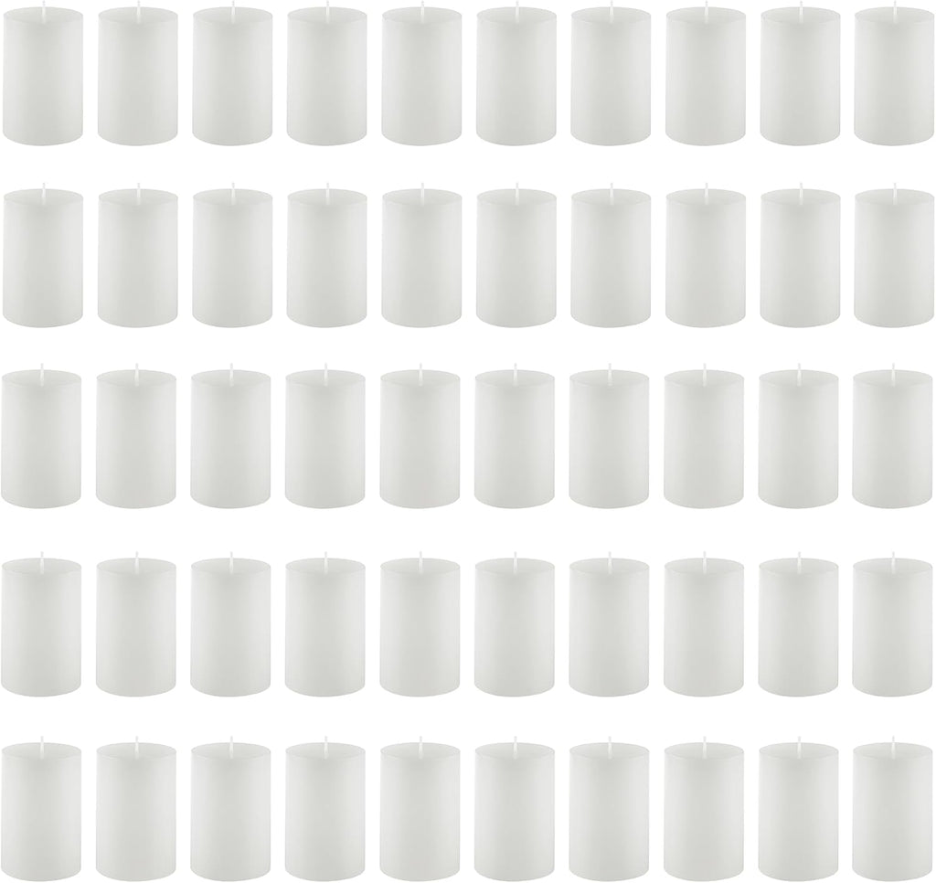 Housecret 50 Pack 2" D x 3" H White Unscented Pillar Votive Candles