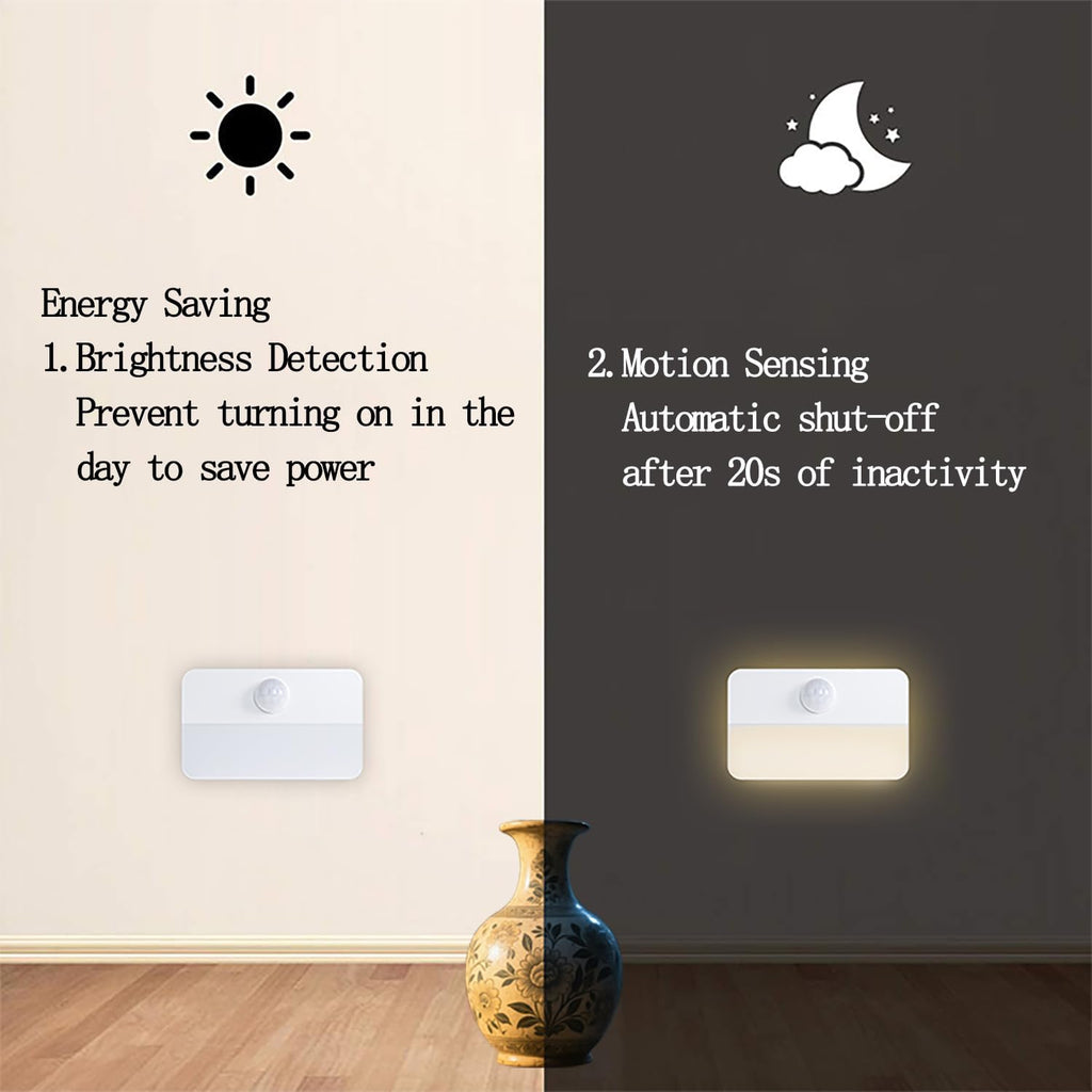 Motion Sensor Night Lights, 6 Pack White Rechargeable LED Stair Lights