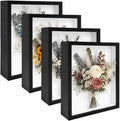 4 Pack Shadow Box Frame Display Cases, 8"x 10" Wood Deep Black Handicrafts Shadowbox Picture Frame for Flowers Jersey Baby Wedding Dress（Black）