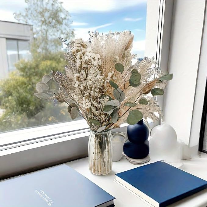 65-Piece Natural Dried Pampas Grass Bouquet – Boho-Inspired Floral Arrangement for Home Decor, Weddings, and Seasonal Celebrations (Boho Bouquet)