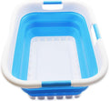 SAMMART 41L Collapsible 3 Handled Plastic Laundry Basket - Foldable Pop Up Storage Container/Organizer - Portable Washing Tub - Space Saving Hamper/Basket (3 handled rectangular, Dark Blue)