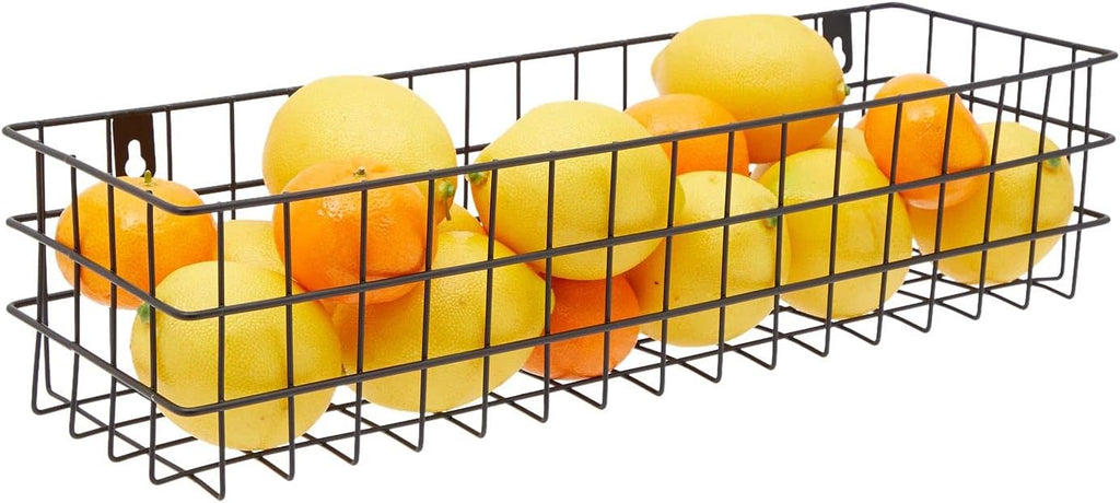 Farmlyn Creek Wall Storage Basket Organizer - Black Metal 3-Piece Set (Small, Medium & Large) - Wire Baskets for Wall - Space-Saving Kitchen & Bathroom Storage