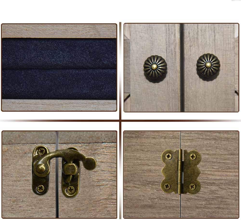 GLANT Rustic Wall Mounted Jewelry Organizer with Wooden Barndoor Decor,Wooden Wall Mount Holder,Jewelry holder for Necklaces, Earings, Bracelets, Ring Holder. Includes matching hook organizer