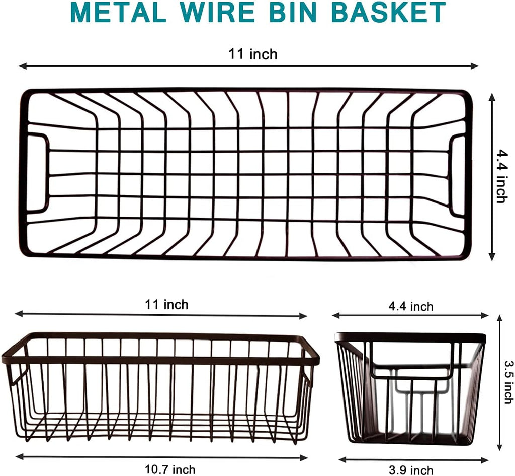SheeChung Metal Wire Basket with Handle, Wall Hanging Basket, Small 4 Pack