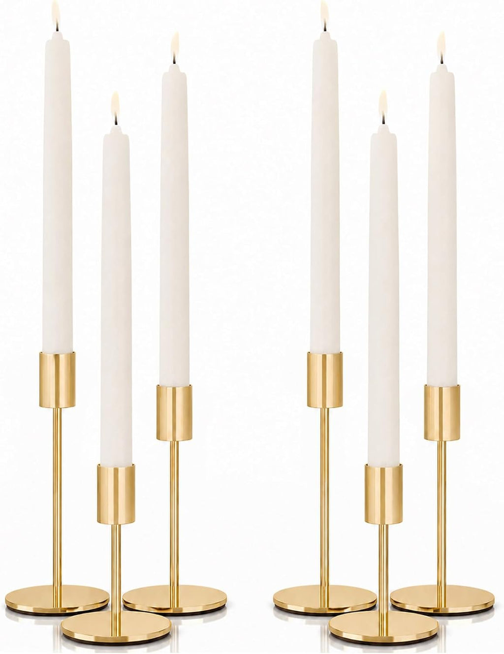 zeochyni French Gold Candlesticks Holder, Set of 6 Taper Candle Holders