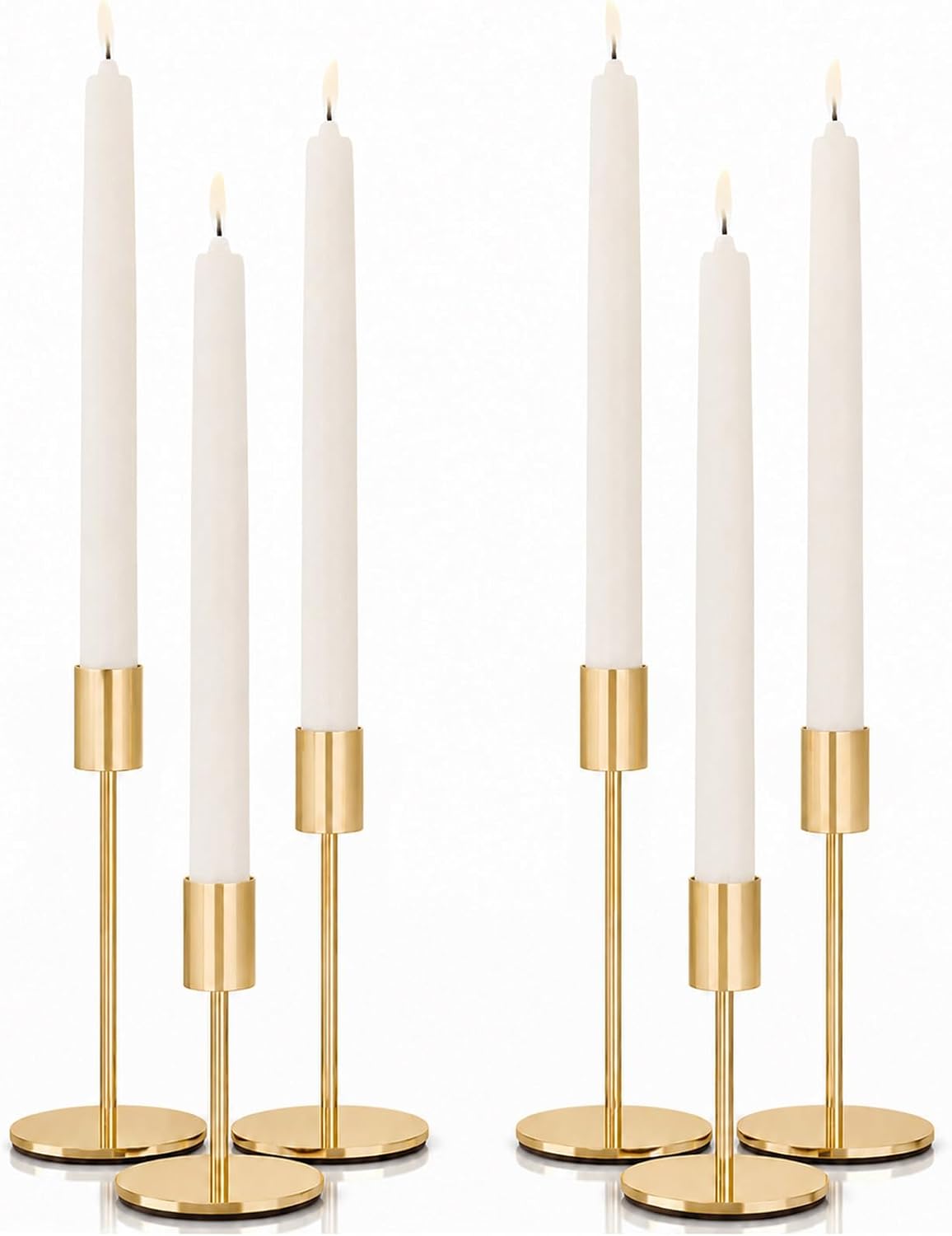 zeochyni French Gold Candlesticks Holder, Set of 6 Taper Candle Holders