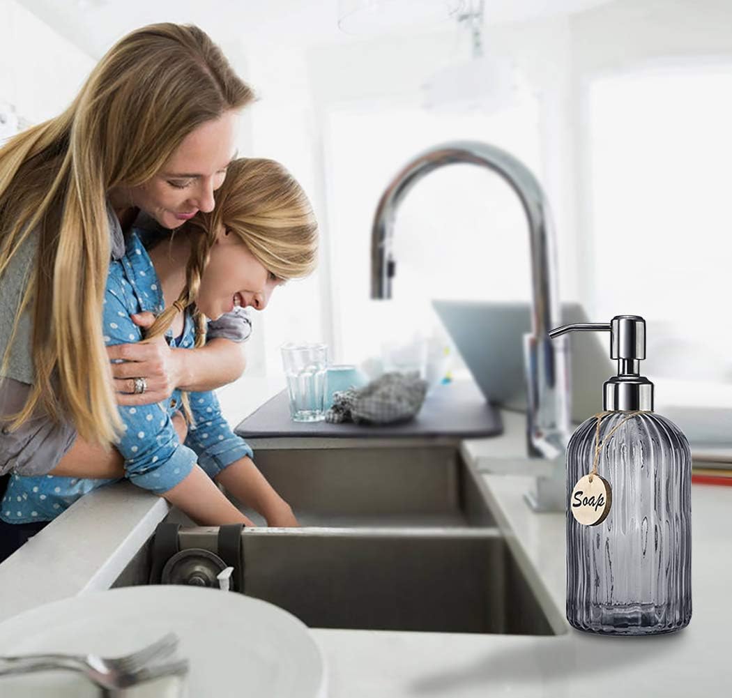 JASAI 18 Oz Kitchen Soap Dispenser with 304 Rust Proof Stainless Steel Pump