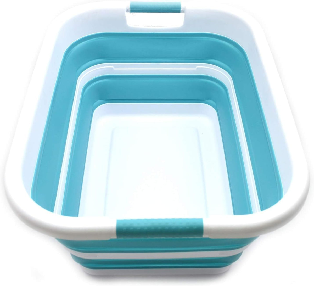 SAMMART 41L(10.8 gallon) Collapsible Plastic Laundry Basket-Foldable Pop Up Storage Container-Portable Washing Tub-Space Saving Basket,Water capacity 31L(8.2 gallon) (1, Bright Blue)