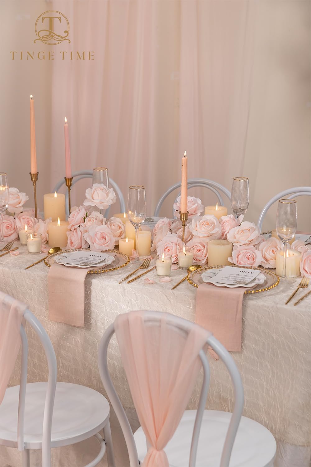 TINGE TIME Pink Artificial Flowers Combo Box Set, 16PCS Fake Rose Silk Flower w/Stem for DIY Wedding Bouquets Centerpieces Baby Shower Party Home Spring Decoration (Light Pink & Deep Pink)