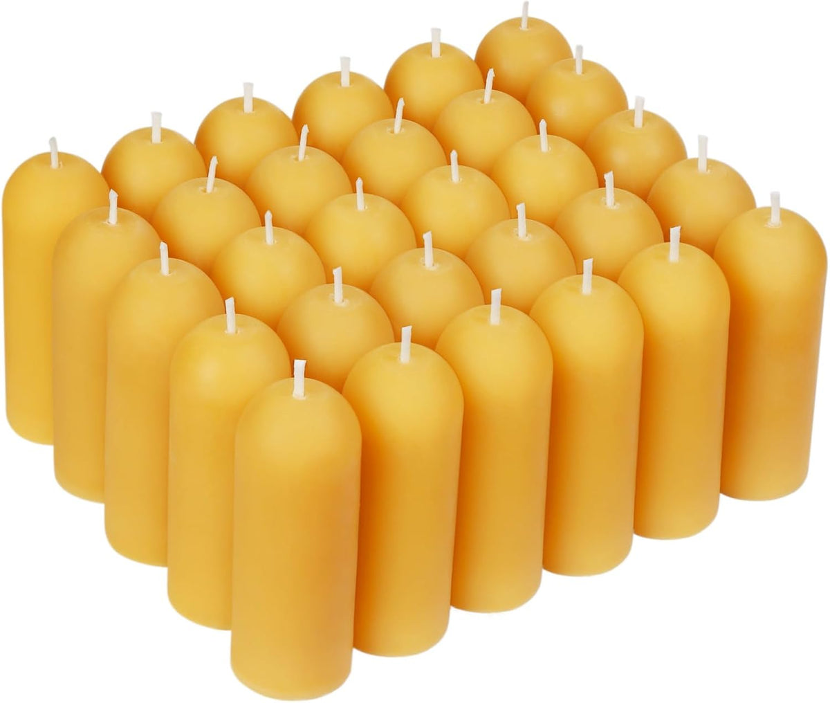 30 Pack Natural Thin Beeswax Pillar Candles, 1.3 inch Wide Dripless Candle