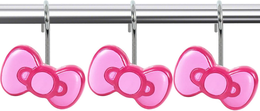 12-Piece Purple Bow Shower Curtain Hooks for Bathroom