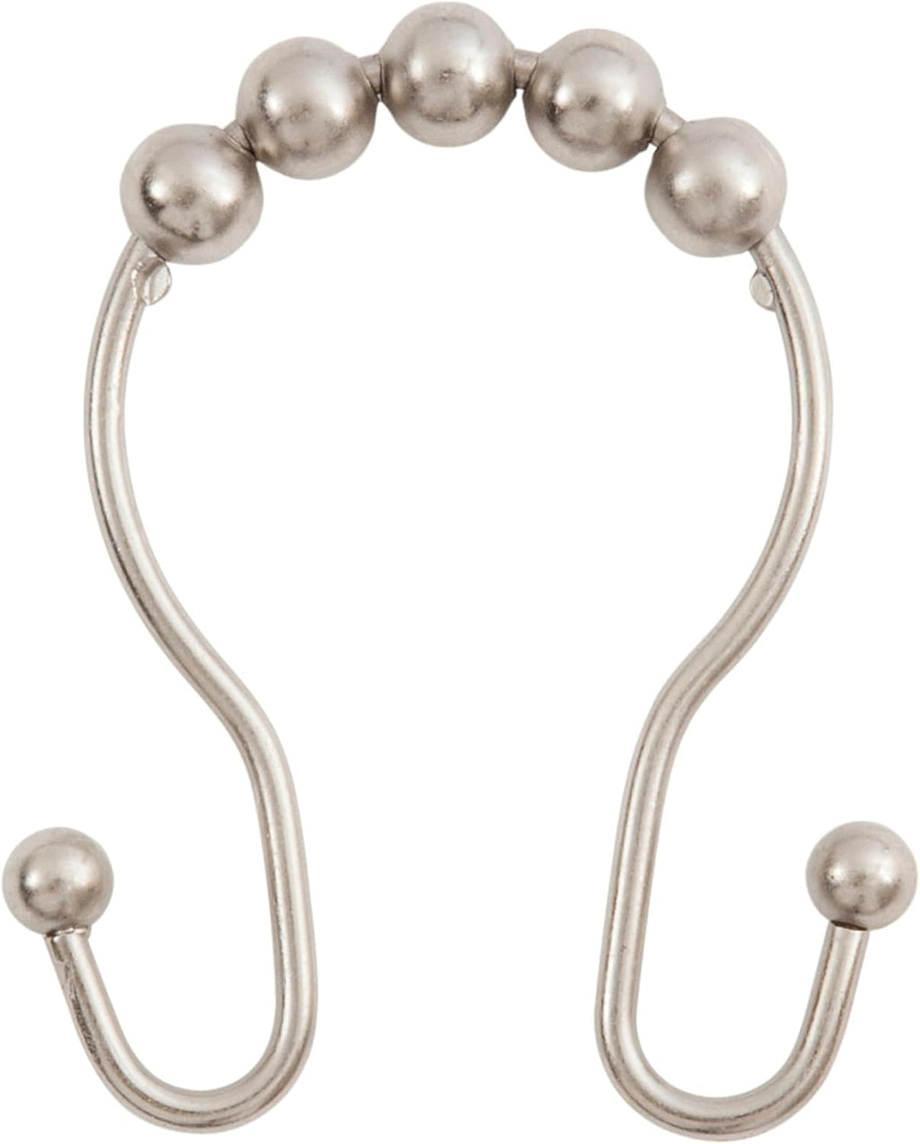 Kenney KN67120 Rust-Resistant Gliding Metal Beaded Shower Curtain Rings with Double Hanging Hooks for Shower Curtain and Standard Shower Curtain Rod, Bathroom Use, Easy to Install, 12-Pack, Nickel