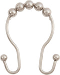 Kenney KN67120 Rust-Resistant Gliding Metal Beaded Shower Curtain Rings with Double Hanging Hooks for Shower Curtain and Standard Shower Curtain Rod, Bathroom Use, Easy to Install, 12-Pack, Nickel