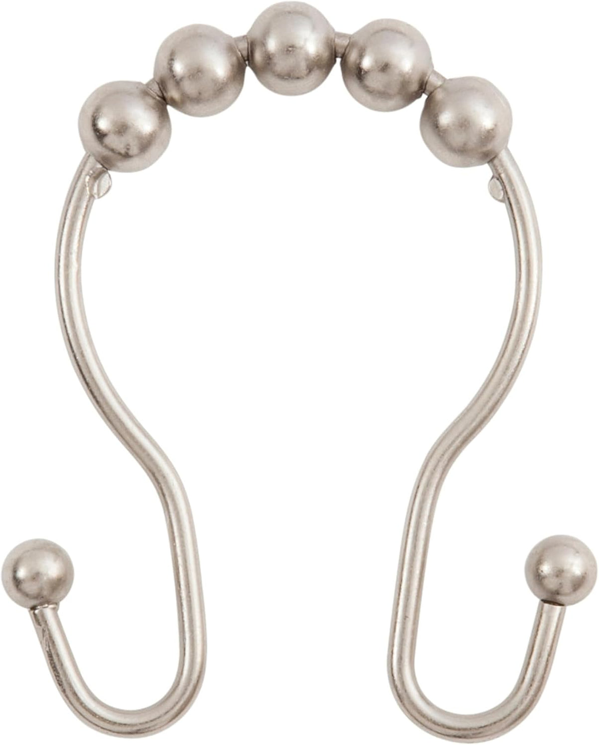 Kenney KN67120 Rust-Resistant Gliding Metal Beaded Shower Curtain Rings with Double Hanging Hooks for Shower Curtain and Standard Shower Curtain Rod, Bathroom Use, Easy to Install, 12-Pack, Nickel