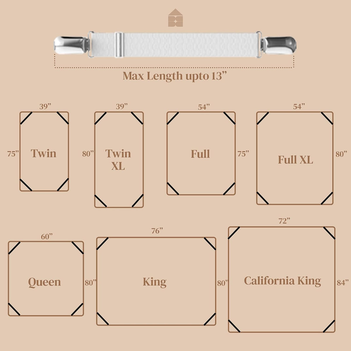 FeelAtHome 4 PCS White Bed Sheet Clips - Corner Mattress Holder Straps