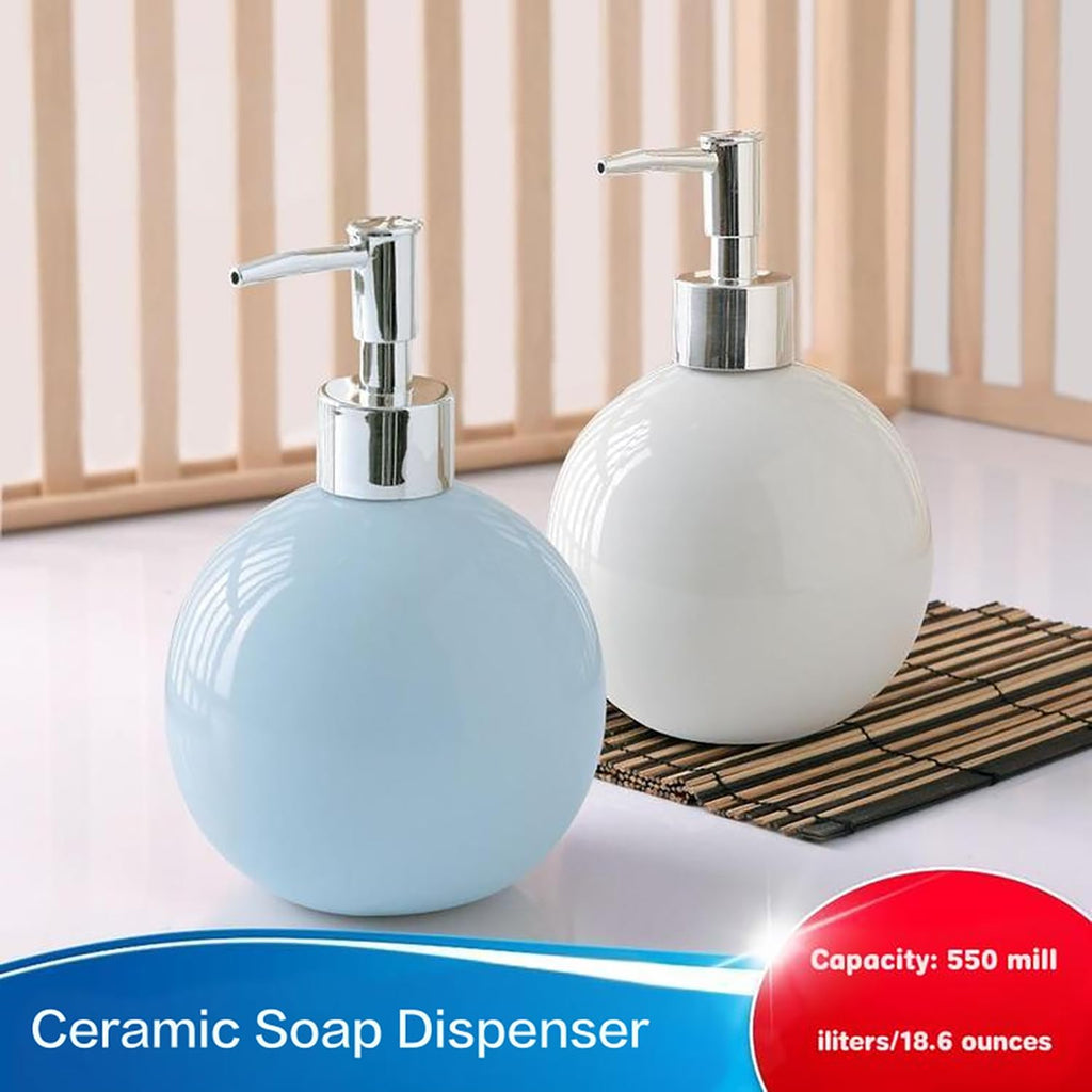 18 Oz Ceramic Soap Dispenser with Rust Proof Pump,Ball Shaped Decorative Modern Minimalist Refillable Hand Lotion Pump Bottle,Hand Soap Dish Soap Dispenser for Kitchen Bathroom (Color 6)