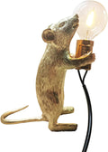 NorDiem Cute Mouse Table Lamp, Gold Standing Resin Animal Desk Light with E12 LED Bulb Included, Warm Glow Mini Bedside Lamp for Kids Bedroom Nursery Playroom Girls Boys Toddlers