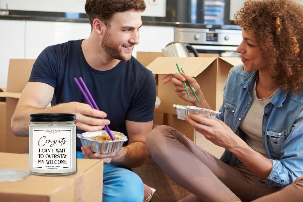 Cedar Crate Market - Funny Scented Candle, House Warming Gifts New Home, Housewarming Gifts for Women, Men, Couple, New Homeowner - First Apartment Essentials - Closing Presents - Made in USA