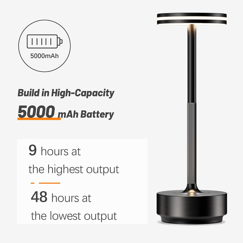 Hapfish Rechargeable Cordless Table Lamps, 5000mAh Battery Operated Lamp