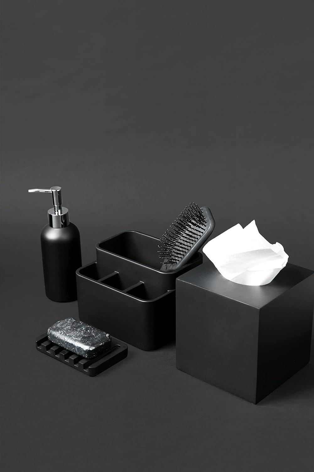 Essentra Home Matte Black Collection Square Tissue Box Cover (Pack of 2)