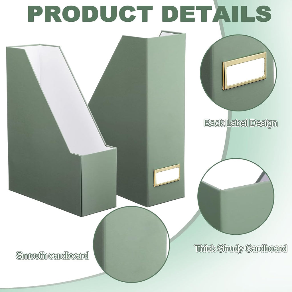 Feifeiya Magazine Holder Set of 6 Cardboard File Holder Desk, Sage Green
