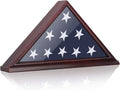 Military Flag Display Case for 5'x9.5' Burial Flag, Pine Wood, Red