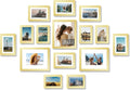 JCJMY 15 Pack Picture Frames Collage Wall Decor for Wall Hanging or Tabletop, Gallery Wall Frame Set for Family, Multi Sizes Photo Frames Collage Including 3Pcs 8x10, 6Pcs 5x7, 6Pcs 4x6, Gold