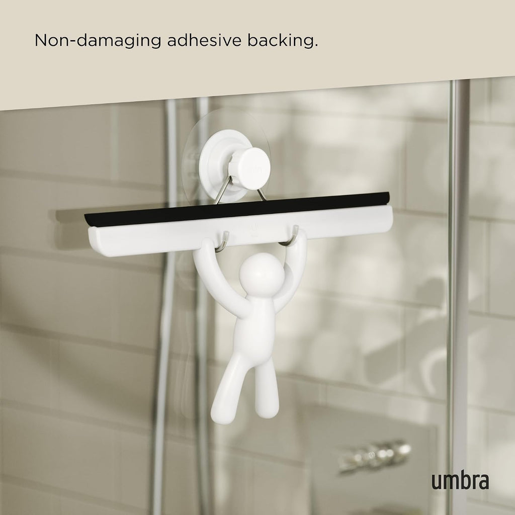 Umbra Buddy Adhesive Squeegee, Shower Glass and Mirror Cleaner, White
