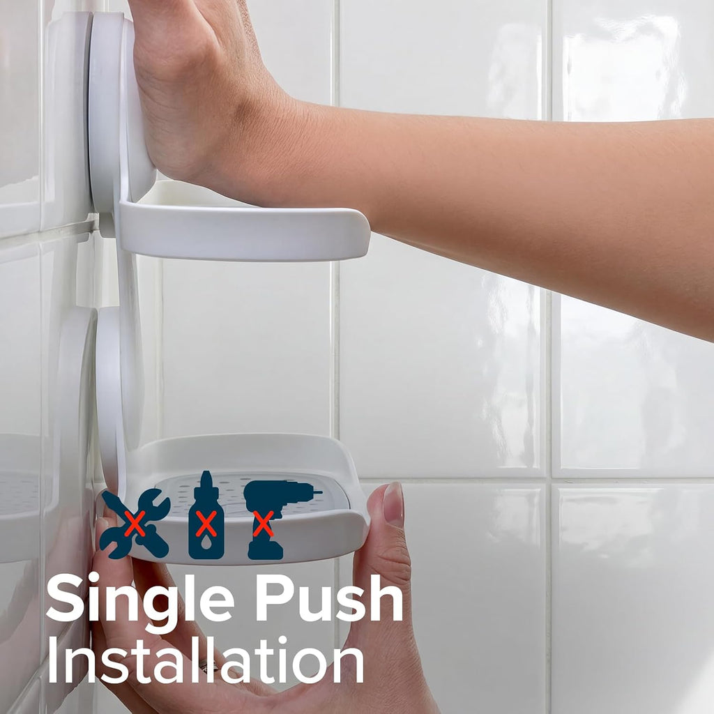 SlipX Solutions Strong Hold Suction Cup Double Tray Soap Dish for Shower