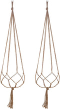 EBOOT 2 Pack 48 Inch Macrame Plant Hanger, Linen Color, 4 Legs