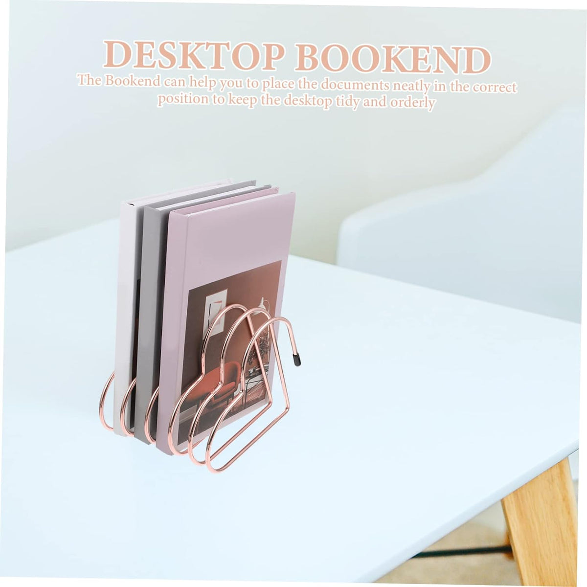 Ciieeo Bookend Book Shelves for Office Document Holder for Desk Heavy Duty Bookshelf Desktop Book Holder Metal Bookshelf Locker Decor Iron Rose Gold Household Book Holder Book Rack CD DVD