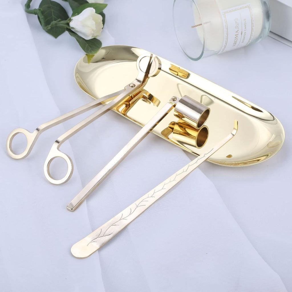 4-in-1 Stainless Steel Candle Care Kit for Candle Lovers, Gold