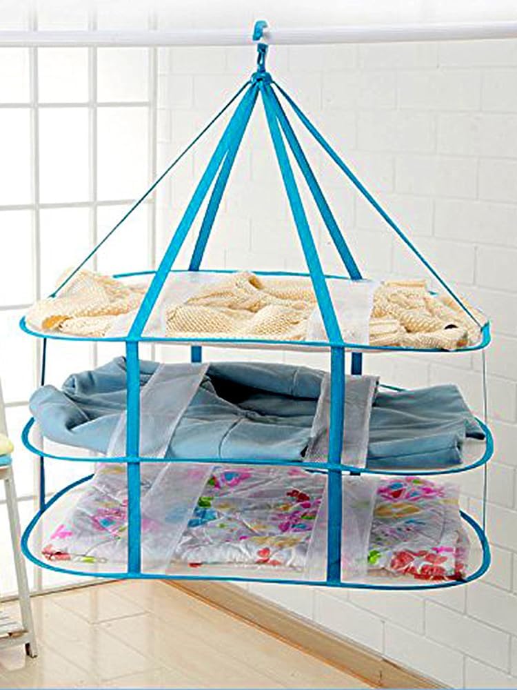Folded Mesh Clothes Drying Rack,Hanging Sweater Dryer for Laundry