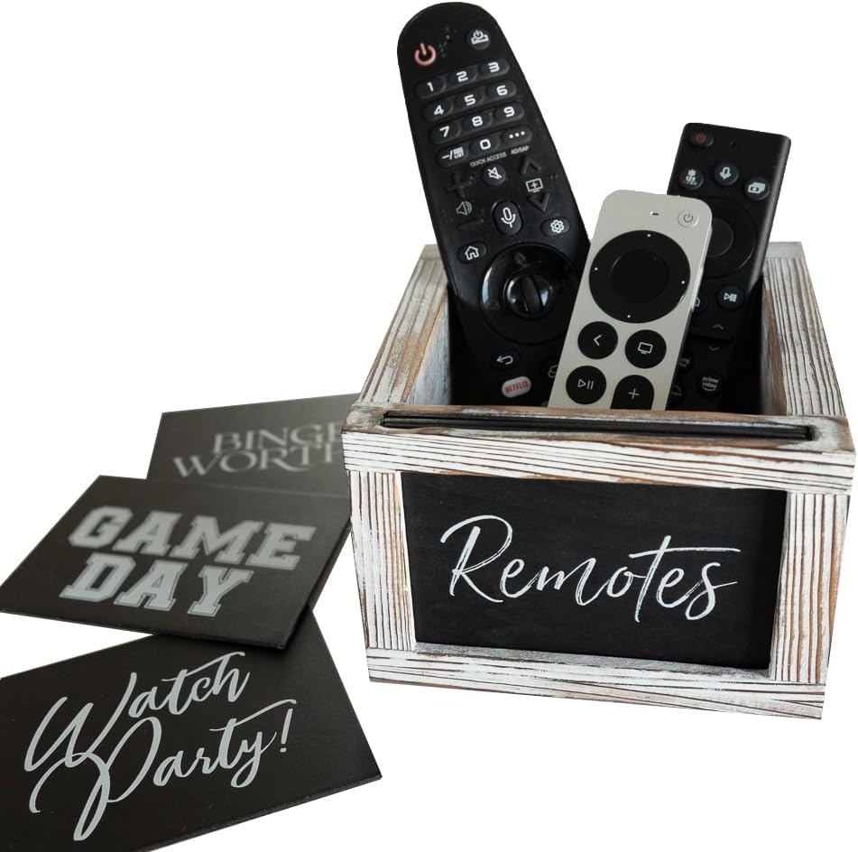 Remote Control Holder- Rustic TV Remote Holder - Remote Caddy Farmhouse Decor- House Warming Gifts - New House Essentials- Tv Stand Decor - Bedside Remote Control Holder - Remote Holder For Table