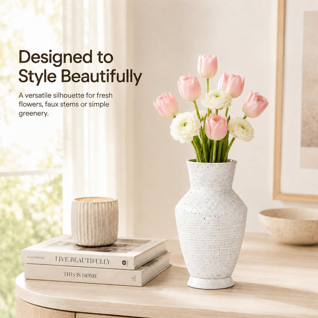 Nawaza Ceramic Flower Vase Small Farmhouse Table Decor Vase White V11