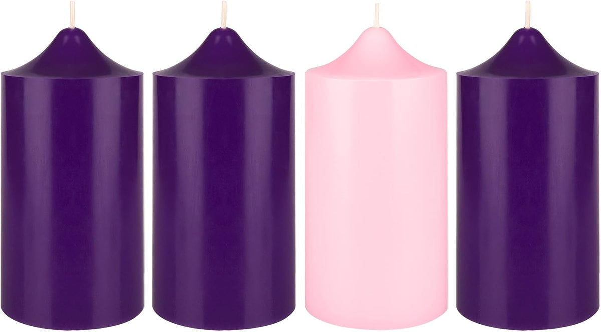 Mega Candles Unscented Advent Bell Top Pillar Candle Set 4 ct 3" x 6"