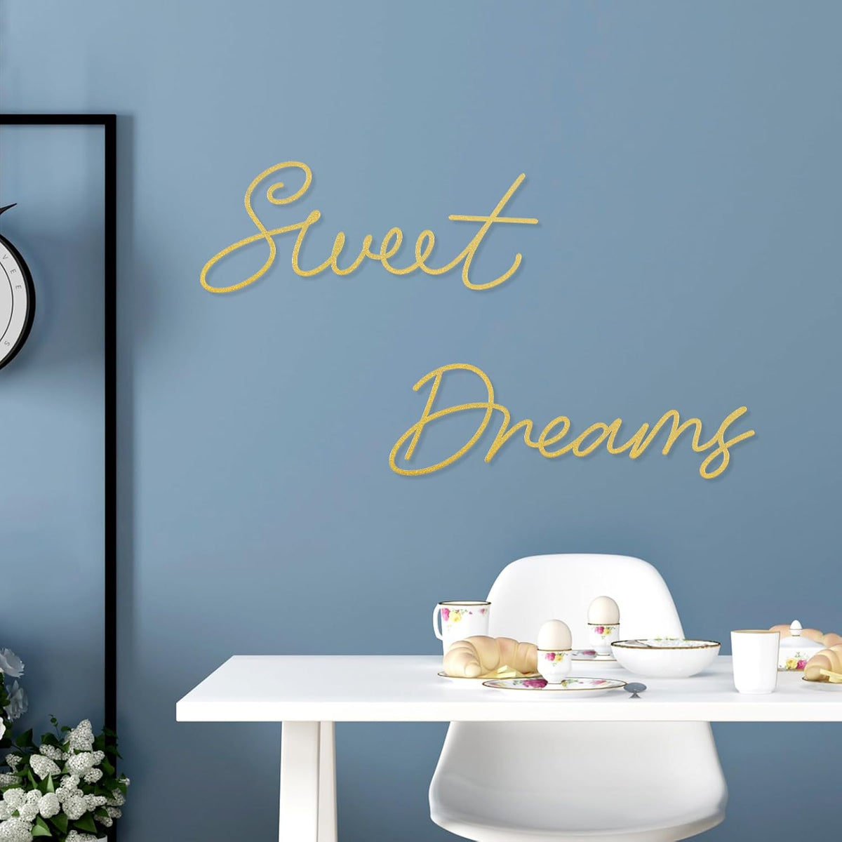 Zzbakress Sweet Dreams Wall Decor Above Bed, Metal Bedroom Above Bed Wall Decor, Rustic Farmhouse Bedroom Wall Hanging Signs Wall Art Decor for Women (Gold, Farmhouse)