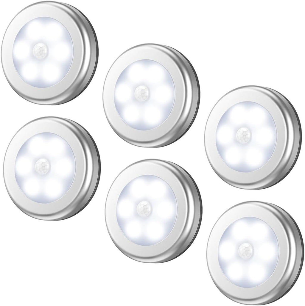 AMIR Upgraded 3.15” Motion Sensor Light, Cordless Battery-Powered LED Night Light, Stick-Anywhere Closet Lights Stair Lights, Safe Lights for Hallway, Bathroom, Bedroom, Kitchen (White - Pack of 6)