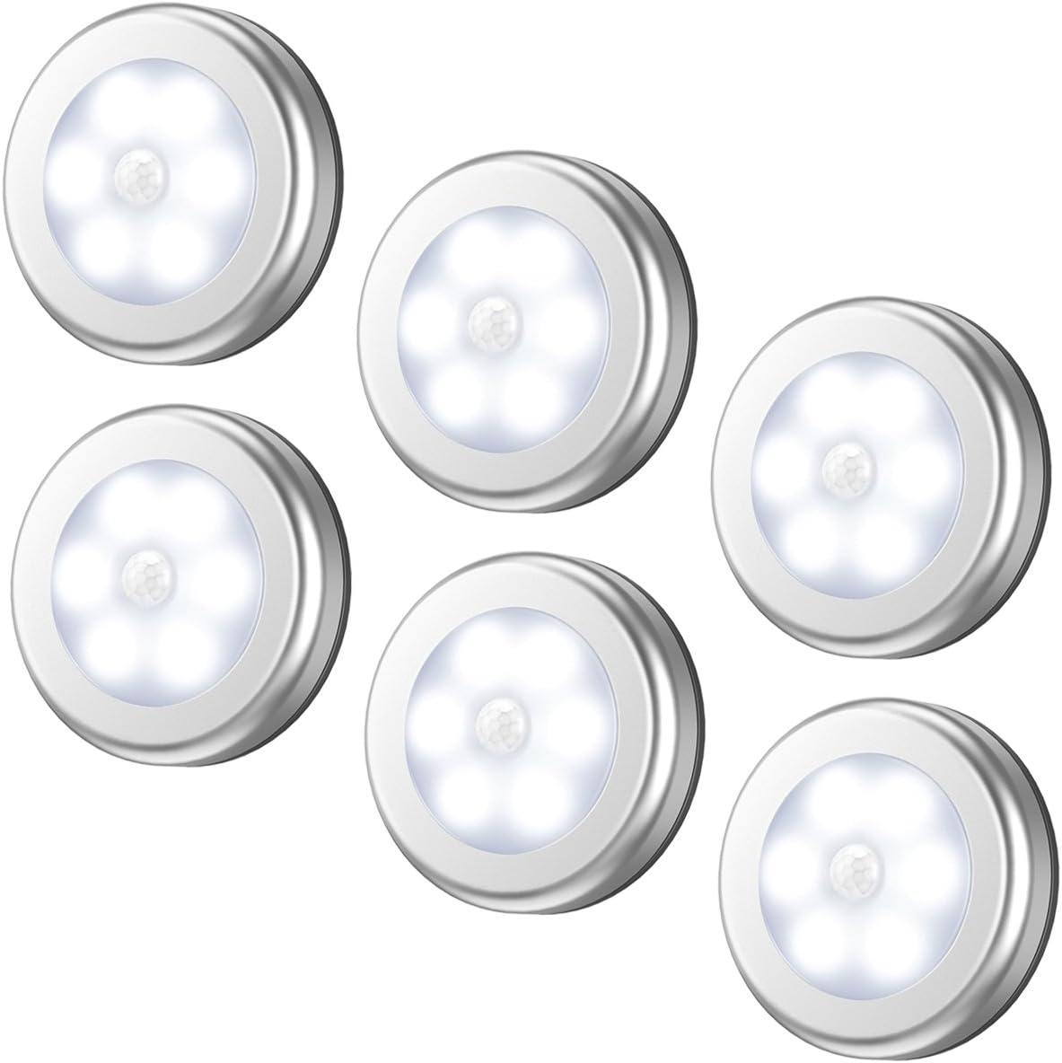 AMIR Upgraded 3.15” Motion Sensor Light, Cordless Battery-Powered LED Night Light, Stick-Anywhere Closet Lights Stair Lights, Safe Lights for Hallway, Bathroom, Bedroom, Kitchen (White - Pack of 6)