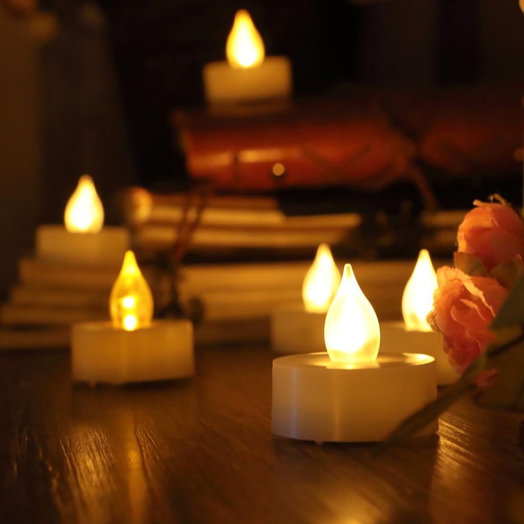 12 Battery Operated Flameless LED Tea Lights Tealight Candles Remote Timer