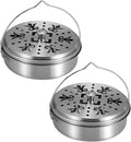 2 Portable Mosquito Coil Holder, Mosquito Incense Box Sandalwood Holder with Handle, Fireproof Incense Burner for Home Silver 2t