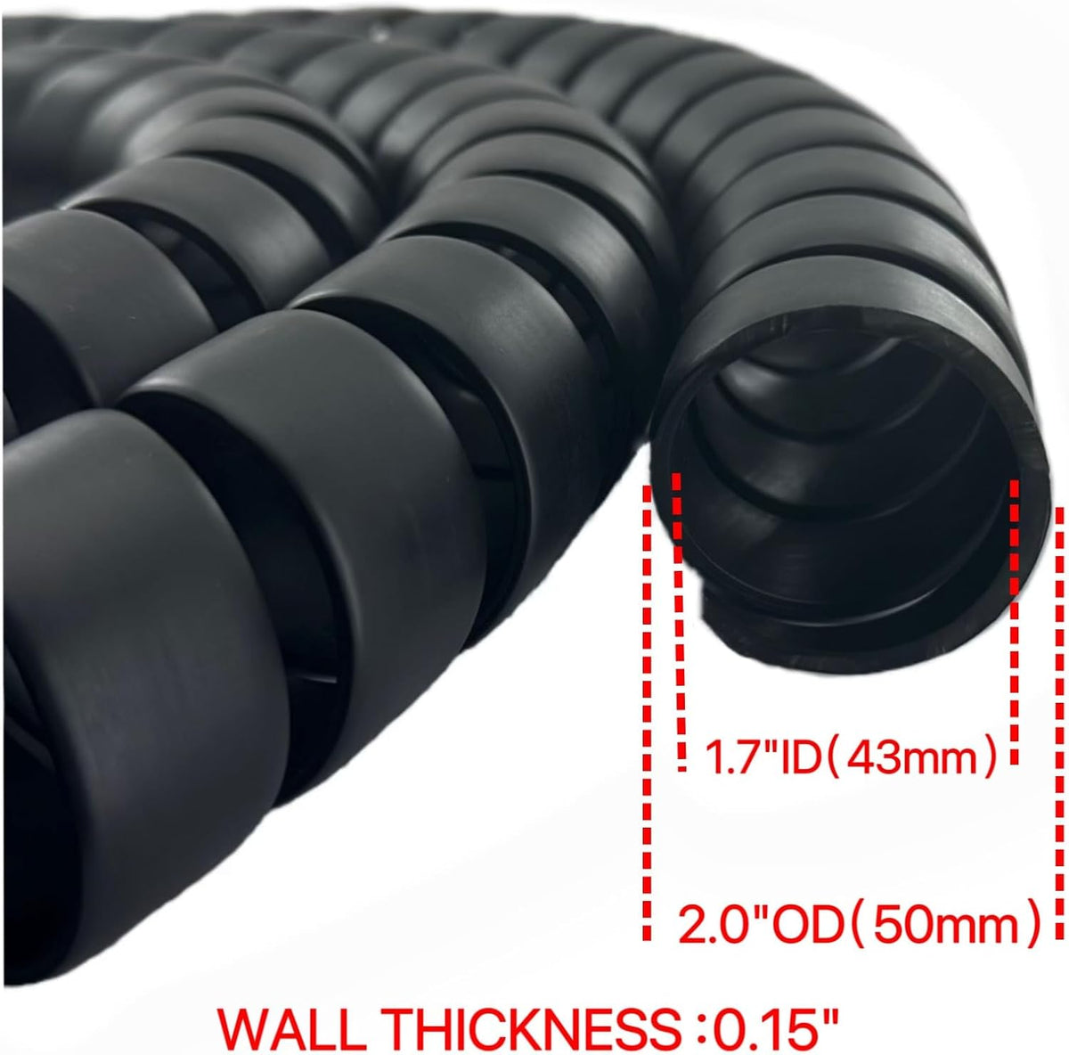 Spiral Wrap Cable Protector - 2.0" OD x 10' Pre-Cut Lengths - Safe Hose Protector to Avoid Wear and Extend Life for Hydraulic Pneumatic Hoses