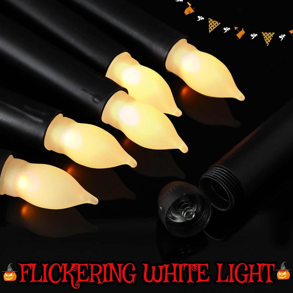 Macarrie 108 Pieces Flameless LED Taper Candles, Black, Warm White Light