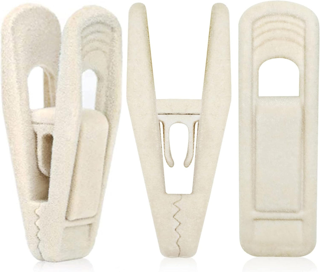 TOFIIGREM Beige Velvet Hangers Clips (80-Pack), Non-Slip Strong Velvet Clips for Velvet Skirt Hangers, Velvet Pants Hanger Velvet Clips Fit for Thin Velvet Clothes Suit Hangers